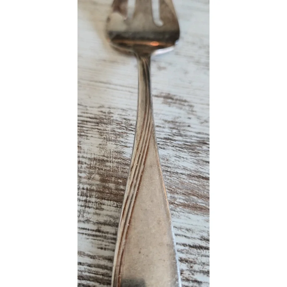 Vintage Oneida Ltd Stainless Serving Fork 3-Tine Cold Meat Fork Utensil 8.5in